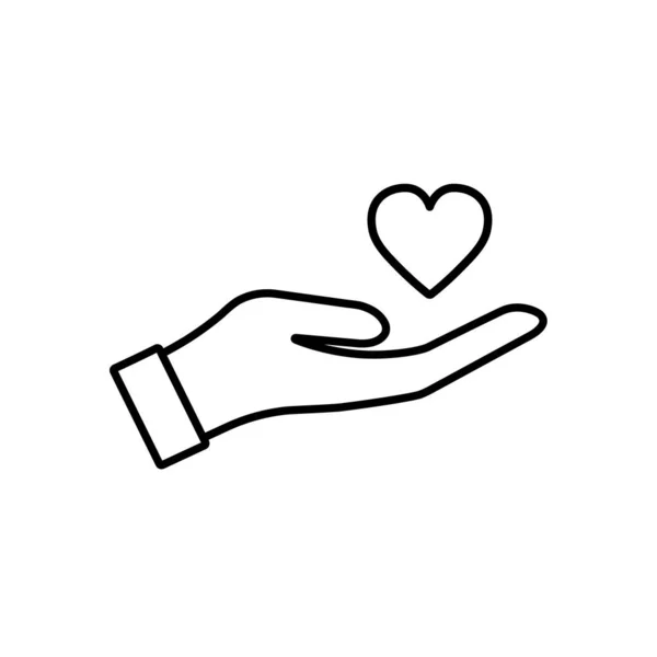 Herz Der Hand Vektor Symbol Auf Weißem Hintergrund — Stockvektor