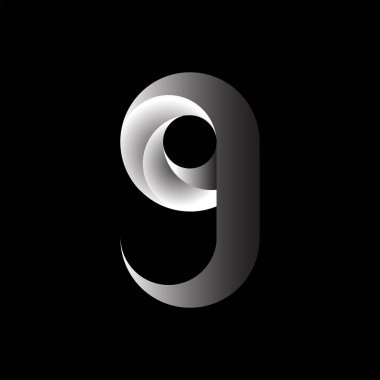 Siyah arka planda 9 numaralı logo. Vektör illüstrasyonu.