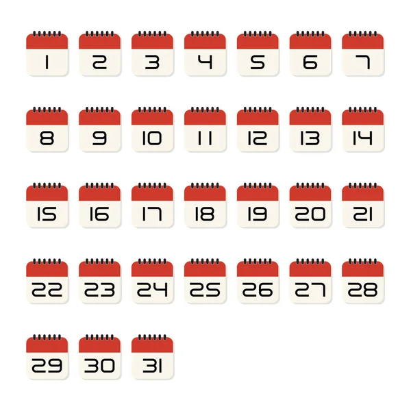 Kalendernummer Flaches Symbol Auf Weißem Hintergrund Vektorillustration — Stockvektor