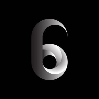 Siyah arka planda 6 numaralı logo. Vektör illüstrasyonu.