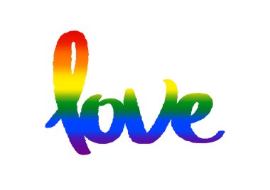 LGBT gökkuşağı desenli aşk el yazısı.