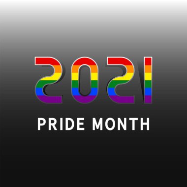 Gökkuşağı 2021 gururlu ay kelimesiyle. Lezbiyen biseksüel transseksüellerin LGBT bayrağı. 