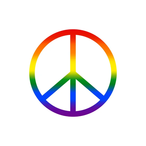 白い背景に平らなスタイルでLgbtの虹の旗のパターンを持つ平和のシンボルアイコンベクトル — ストックベクタ