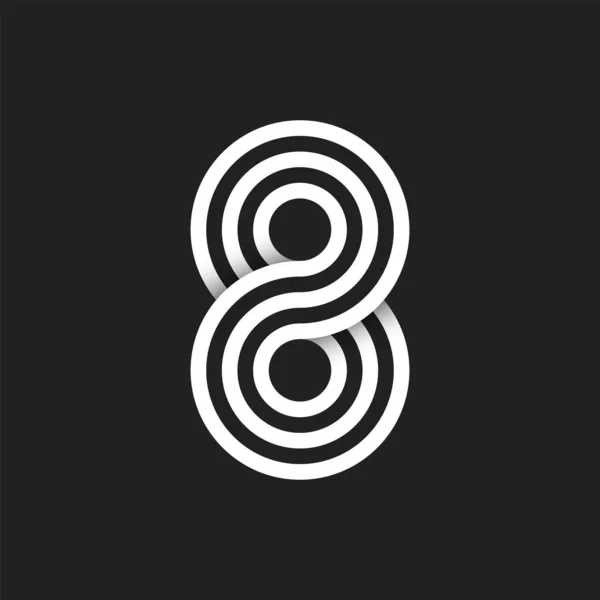 Siyah beyaz arka planı olan 8 numaralı logo. Vektör illüstrasyonu.