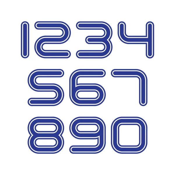Conjunto Números Com Elementos Desenho Tipográfico Azul Branco Ilustração Vetorial — Vetor de Stock