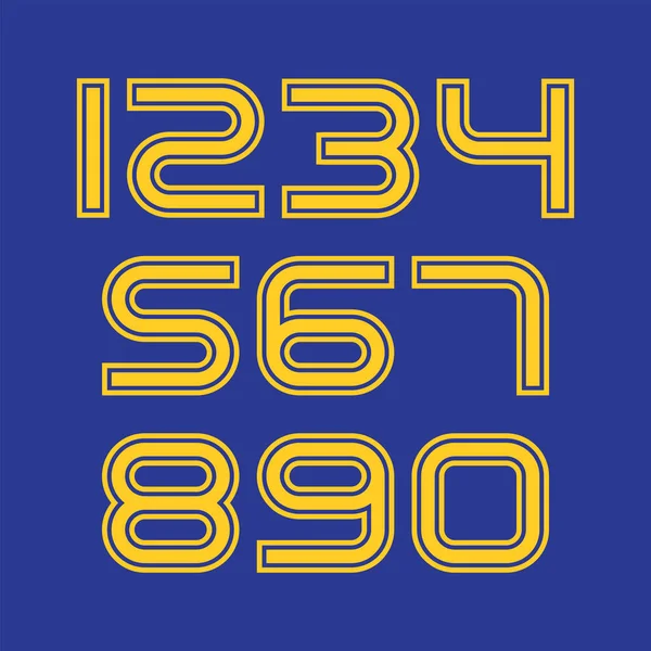 Zahlensatz Mit Gelben Und Blauen Typografie Designelementen Vektorillustration — Stockvektor