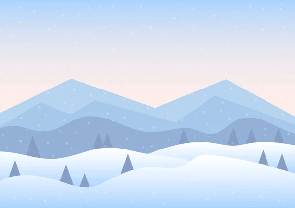 Зимние Горы Сосновым Лесом Векторная Иллюстрация — стоковый вектор