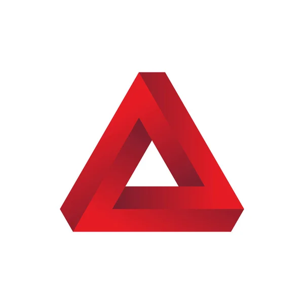 Logo Ilusión Óptica Triángulo Rojo Ilustración Abstracta Vectores Isométricos — Archivo Imágenes Vectoriales