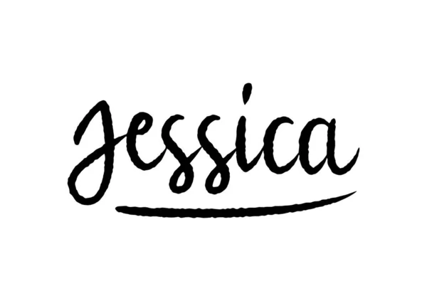 Vrouw Naam Jessica Hand Belettering Witte Achtergrond — Stockvector