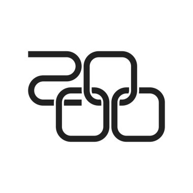 2000 yılı, siyah beyaz arka planlı. Vektör illüstrasyonu