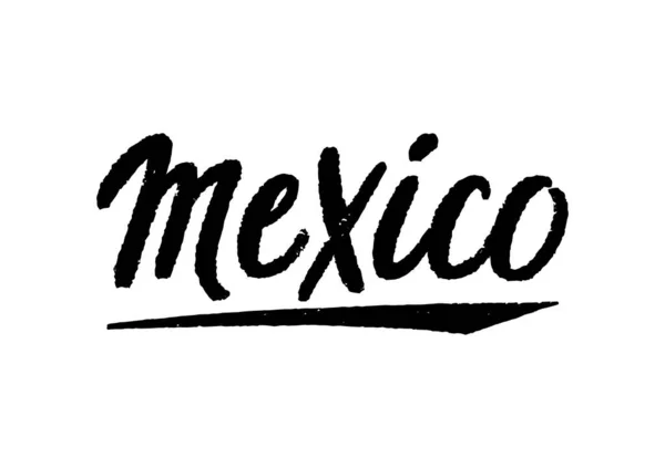 México Letras Mano Sobre Fondo Blanco — Vector de stock
