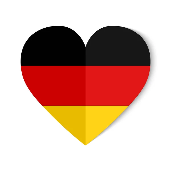 Kalp Arka Planında Origami Tarzıyla Almanya Bayrağı — Stok Vektör