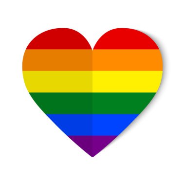 LGBT gurur bayrağı veya gökkuşağı gurur bayrağı kalp arka planında origami tarzı.