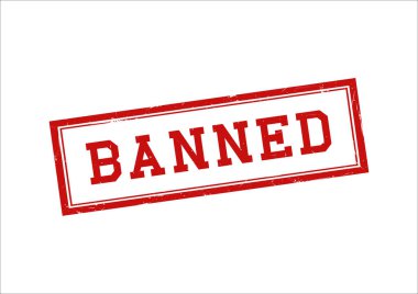 Kırmızı grunge kauçuk damgası ile yasaklandı. Vektör illüstrasyonu.