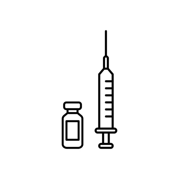 Jeringa Icono Del Vector Del Vial Sobre Fondo Blanco — Archivo Imágenes Vectoriales