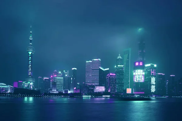 Shanghai China May 2019 Cityscape Shanghai Huangpu River Night Shanghai — Stock Photo, Image