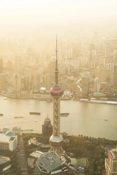 Shanghai China May 2019 Shanghai Skyline Huangpu River Sunset Glow — Stock Photo, Image
