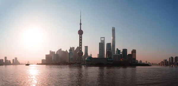 Shanghai China May 2019 Shanghai Skyline Huangpu River Sunrise Glow — Stock Photo, Image