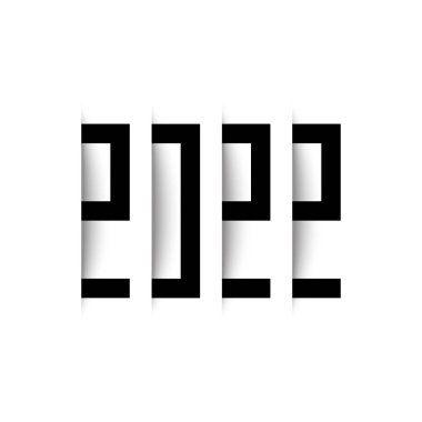 2022 yılı beyaz arka planda gölge etkisi yarattı. Vektör illüstrasyonu.