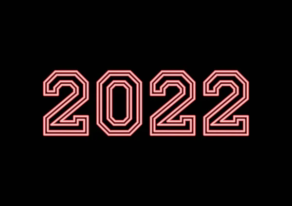 Année 2022 Néon Texte Avec Des Couleurs Rouges Sur Fond — Image vectorielle