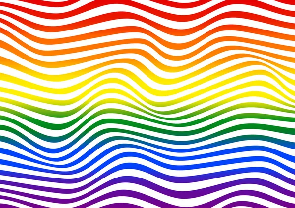 Bandiera Rainbow Pride Con Motivo Linee Ondulate — Vettoriale Stock