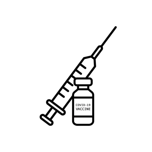 Jeringa Icono Del Vector Del Vial Sobre Fondo Blanco Vacuna — Archivo Imágenes Vectoriales