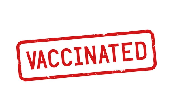 Vacinado Com Selo Borracha Grunge Vermelho Ilustração Vetorial — Vetor de Stock