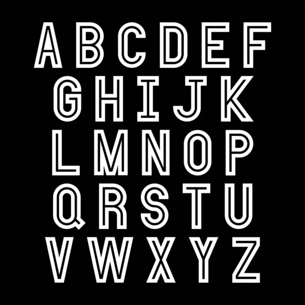 Lettres Alphabet Blanc Sur Fond Noir — Image vectorielle