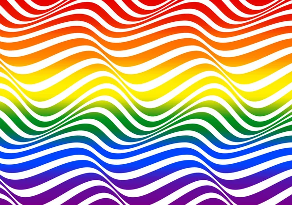 Bandera Rainbow Pride Con Patrón Líneas Onduladas — Vector de stock