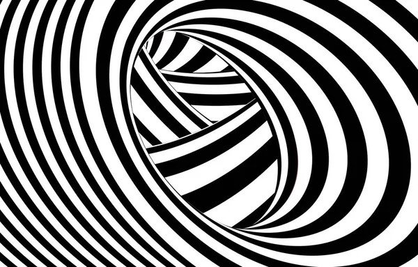 Noir Blanc Trou Ver Hypnotique Tunnel Optique Fond Illusion — Image vectorielle