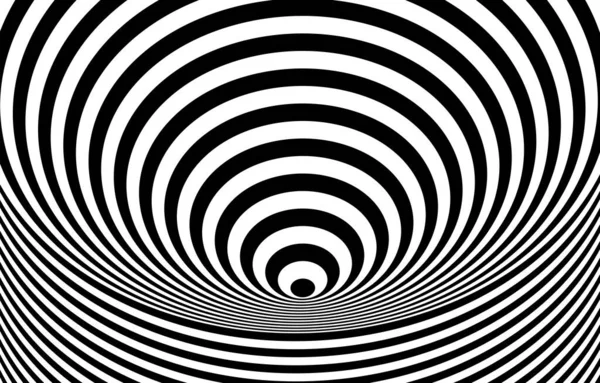 Latar Belakang Black White Hypnotic Optical Illusion - Stok Vektor