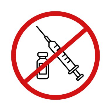 Aşı vektör ikonu yok. Şırınga şişesi yok ve beyaz arkaplanda.