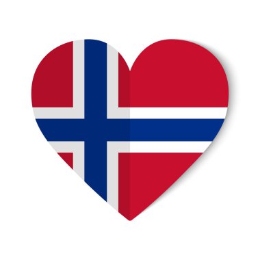 Kalp arka planında origami stili Norveç bayrağı.