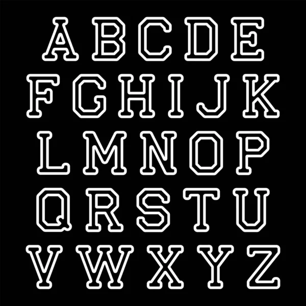 Witte Alfabet Letters Zwarte Achtergrond — Stockvector