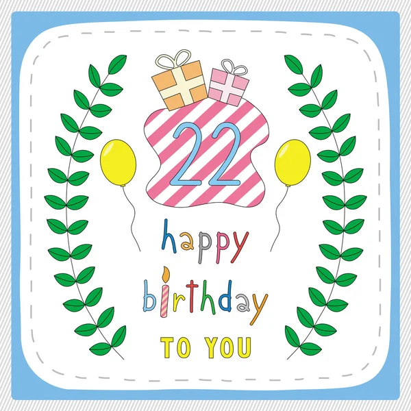 Mutlu birthday22 — Stok Vektör