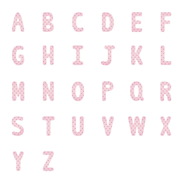 Pembe Kalp alfabe letters2 — Stok Vektör