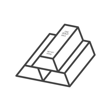 Three 1000-gram gold bars with 999.9 purity vector icon.
