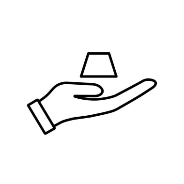 Beyaz arkaplanda el vektörü simgesinde bir altın çubuk.