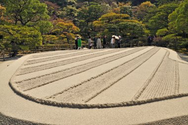 Japon bahçe Ginkakuji tapınağında Karesansui