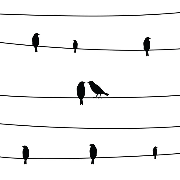 Vogels op wires1 — Stockvector