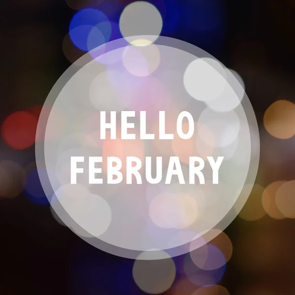Hello February on bokeh background — Stock Photo, Image