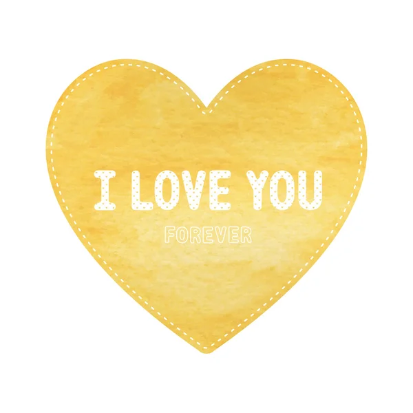 Kärlek kort med gult hjärta — Stock vektor
