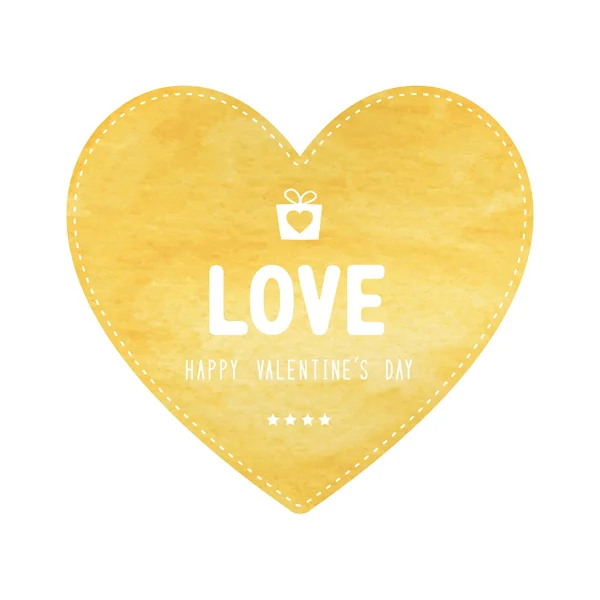 Yellow heart card for valentine — Stock Vector