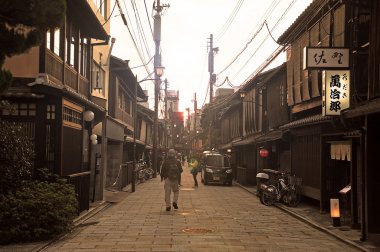 Tourists are walking on Gion district clipart