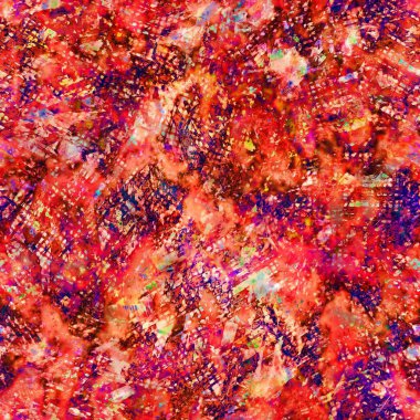 Bulanık kırmızı boyalı suluboya çiçek desenli kolaj arka planı. Grunge kravatlı, boyalı, çiçekli, pürüzsüz desenli. Yazdırma üzerinde değişken parlak ombre arıza efekti.