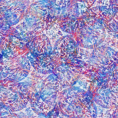 Kusursuz yaz boho 'su parmak izini sildi. Grunge hafif suluboya kolaj dokusu arka planı. Plaj desenli tekstil kumaşı. Boya mavisi, pastel, bulanık, püre, her yerde arıza var. 