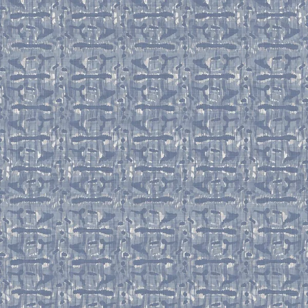 Seamless francês fazenda linho verão bloco impressão fundo. Provence azul cinza linho rústico textura padrão. Shabby estilo chique velho tecido de linho blur. Têxtil por toda a impressão. — Fotografia de Stock