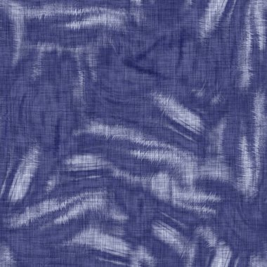 Kusursuz çivit benekli doku. Mavi örülmüş boro pamuk boyalı efekt arka planı. Japonlar batik direncini tekrarlıyor. Sıkıntılı kravat boyası beyazlatıcı. Asya füzyon izin veren kimono tekstili. Giysi izi.