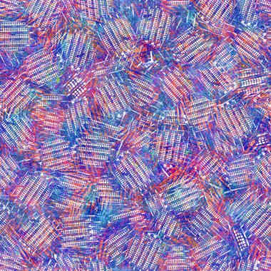 Kusursuz yaz boho 'su parmak izini sildi. Grunge hafif suluboya kolaj dokusu arka planı. Plaj desenli tekstil kumaşı. Boya mavisi, pastel, bulanık, püre, her yerde arıza var. 