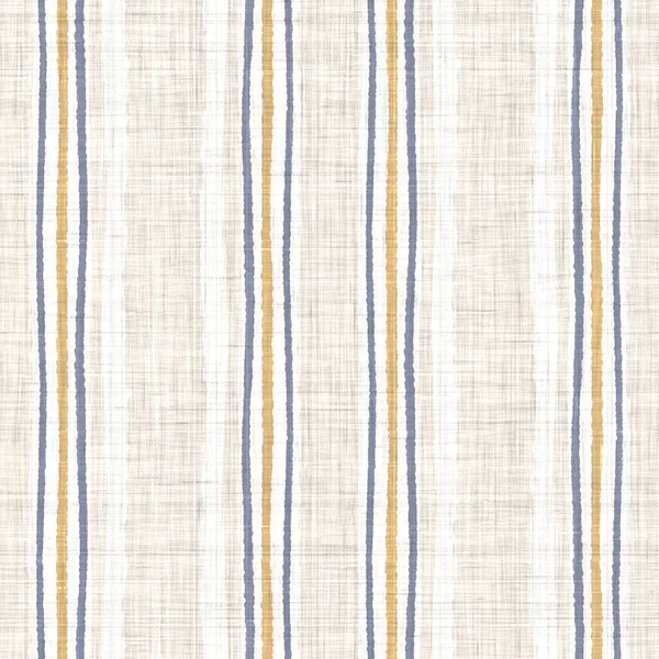 Zökkenőmentes francia kék sárga parasztház stílusú csíkok textúra. Szőtt vászon vászon mintás háttér. Vonal csíkos closeup szövött szövet konyhai törölköző anyag. Csíkos rost piknik asztalterítő ruha — Stock Fotó